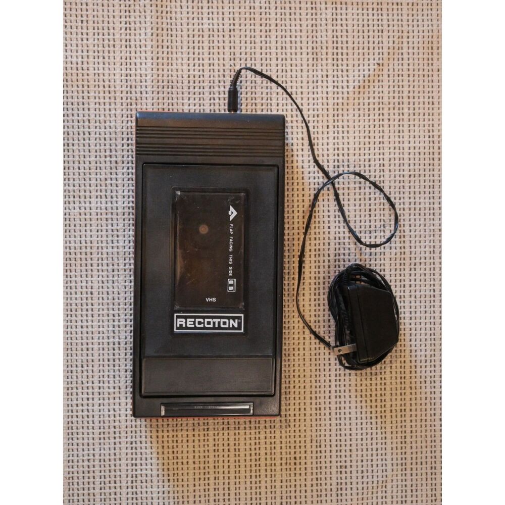 Vintage Recoton VHS Cassette Tape Rewinder Black w/ AC Adapter Untested